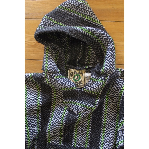 Baja Joe Hippie Hoodie Small Dark Grey and Lime Green Relaxed Hoodie - Picture 2 of 6